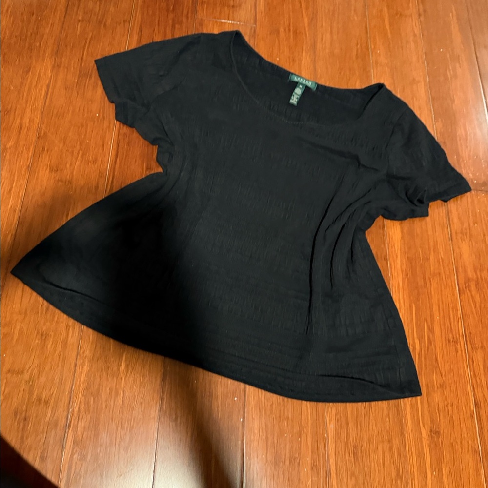 Lauren Ralph Lauren textured tee black 3x